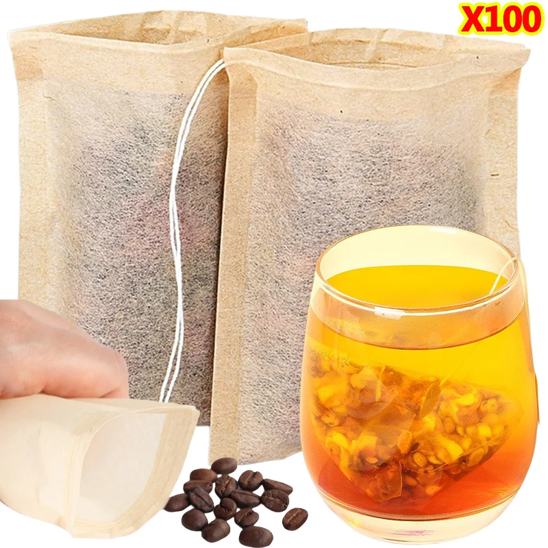Coffee Leaves Tea - 100Pcs Teabags with Drawstring Filter Empty