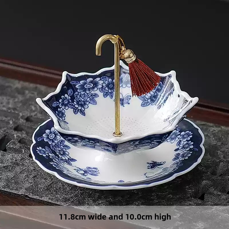 Coffee Leaves Tea - Chinese Blue White Porcelain Umbrella Shape