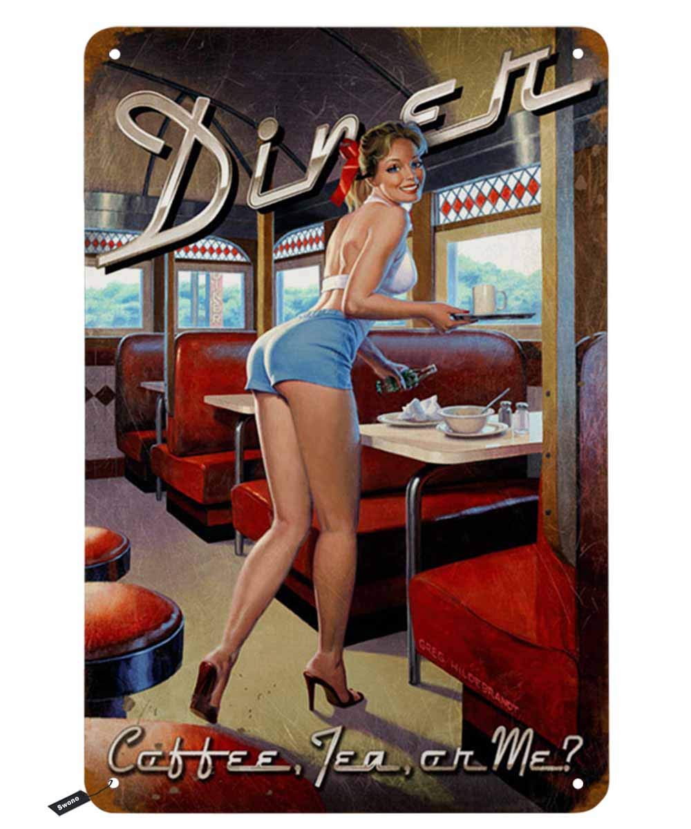 Swono Dinner Tin Signs,Pinup G - огляд і ціна Coffee Tea And Me